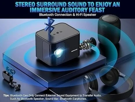 Dbpower 5G WiFi Mini Bluetooth Projektör 4K, 1080P Wifi,Hdmi,Usb - Siyah - 3
