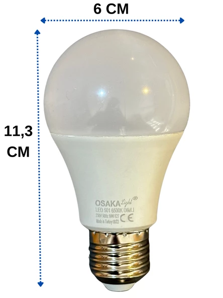 Osaka 10W (75W) 6500K (Beyaz Işık) E27 Duylu Dim Edilebilir Led Ampul (4 Adet) - Resim 3