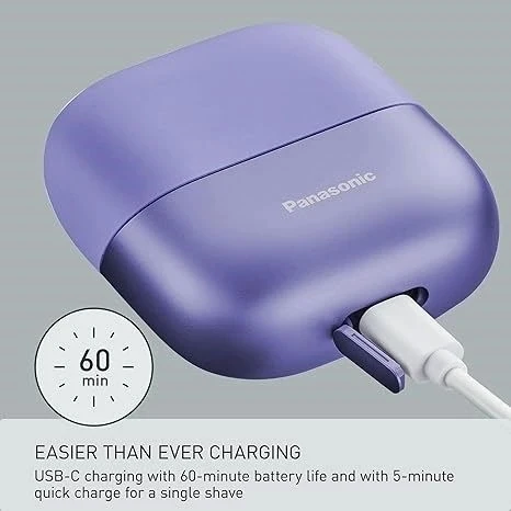 Panasonic Swipe Right 3 Bıçak Unisex Şarjlı Tıraş Makinesi Kuru/Islak Es-Cm3a-W -Mor - Resim 2