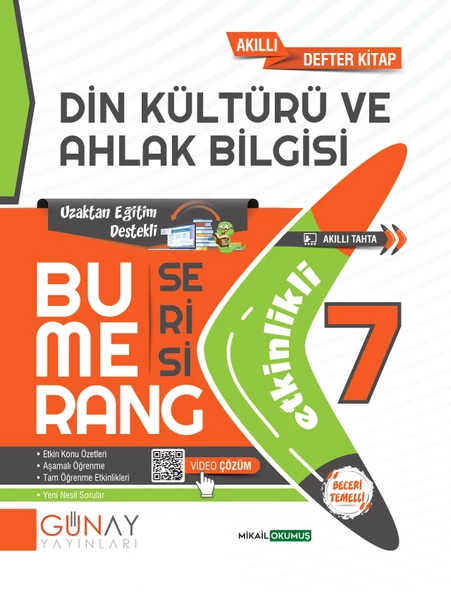GÜNAY YAYINLARI 7.SINIF BUMERANG ETKİNLİKLİ DİN KÜLTÜRÜ VE AHLAK BİLGİSİ ürün görseli