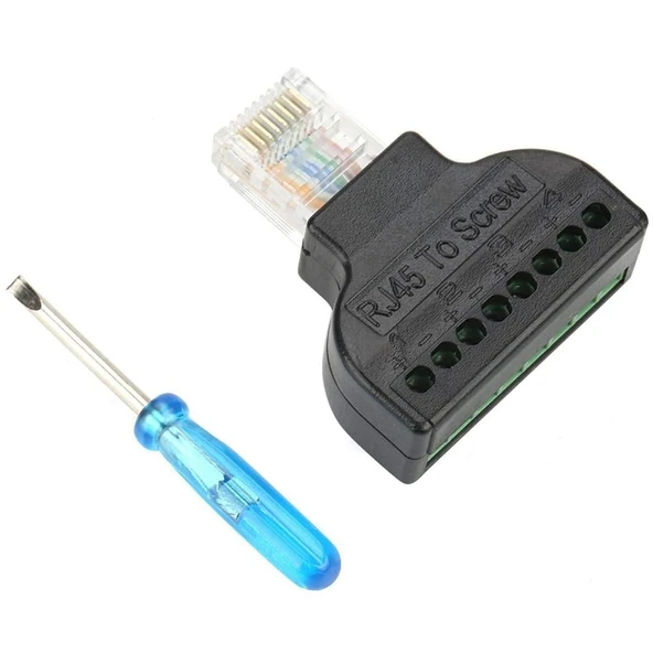 Powermaster RJ45 To 8 Pin Ethernet Screw Terminal Çevirici İnternet Soketi Jack Girişi Kesik Kablo Ucu