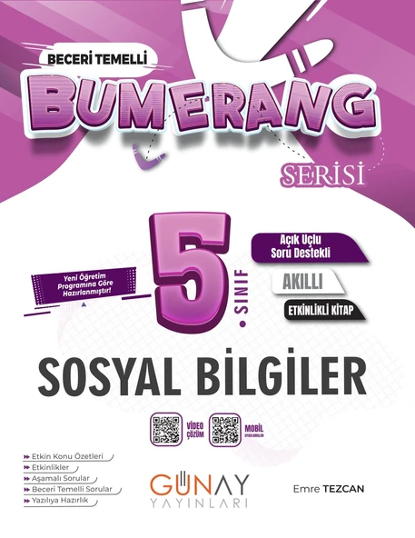 GÜNAY YAYINLARI 5.SINIF BUMERANG ETKİNLİKLİ SOSYAL BİLGİLER ürün görseli