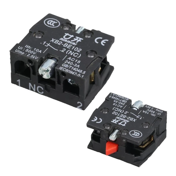 Ayt 22 mm Devre Açma Kapama Kontak Blok No Kırmızı Lay5-BE101 - 2