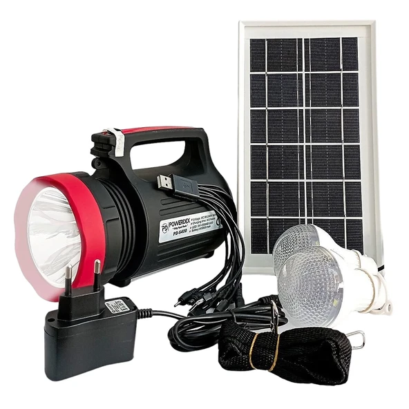 Powermaster YAJIA YJ-1902T Işıldak Güneş Enerji Panelli Kamp Lambası Aydınlatma Ampullu Telefon Şarj Aparatlı - 4