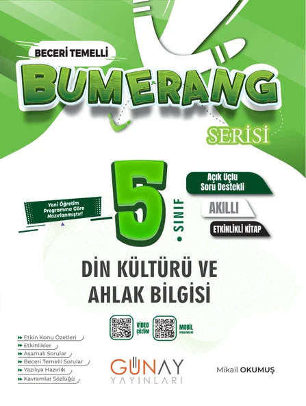 GÜNAY YAYINLARI 5.SINIF BUMERANG ETKİNLİKLİ DİN KÜLTÜRÜ VE AHLAK BİLGİSİ ürün görseli