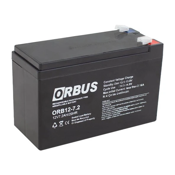Orbus ORB12-7.2 12 Volt 7.2 Amper Akü Yeni Tarihli Taze Akü 150x65x90 Mm - 3
