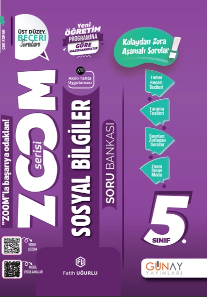 GÜNAY YAYINLARI 5.SINIF ZOOM SERİSİ SOSYAL BİLGİLER SORU BANKASI