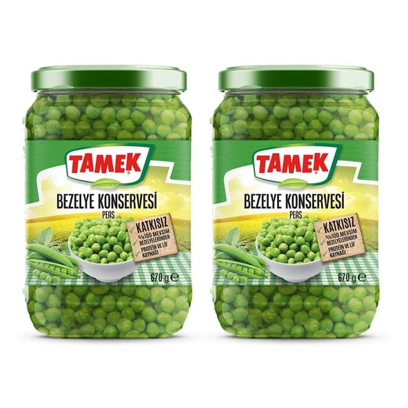 Tamek Bezelye Konserve 670 gr Cam x 2 Adet