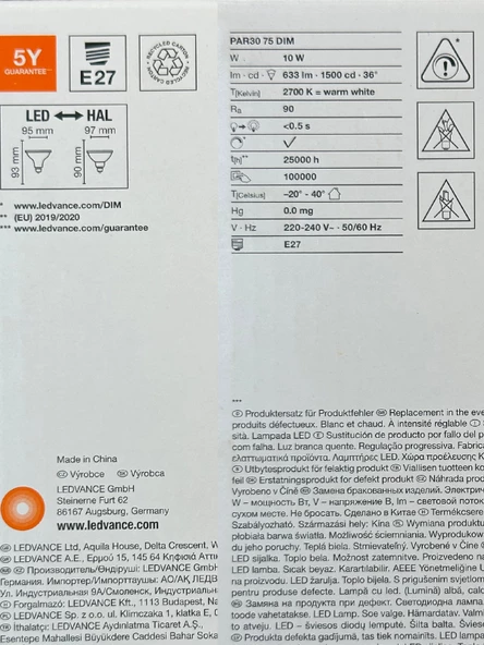 Osram Ledvance 10W (75W) 2700K (Sarı Işık) Par30 E27 Duylu Dim Edilebilir Led Spot (8 Adet) - 4