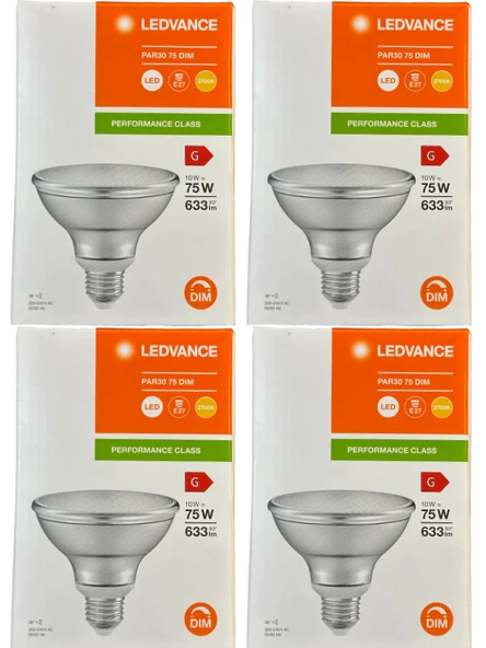 Osram Ledvance 10W (75W) 2700K (Sarı Işık) Par30 E27 Duylu Dim Edilebilir Led Spot (4 Adet)