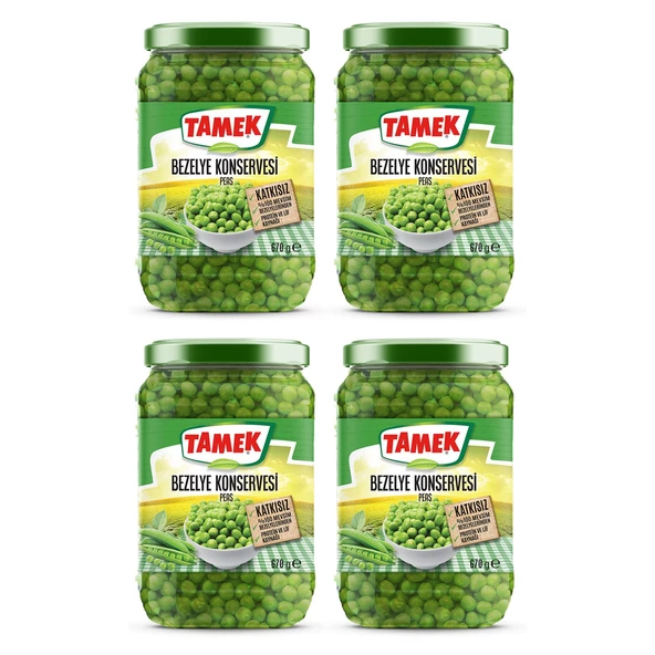 Tamek Bezelye Konserve 670 gr Cam x 4 Adet