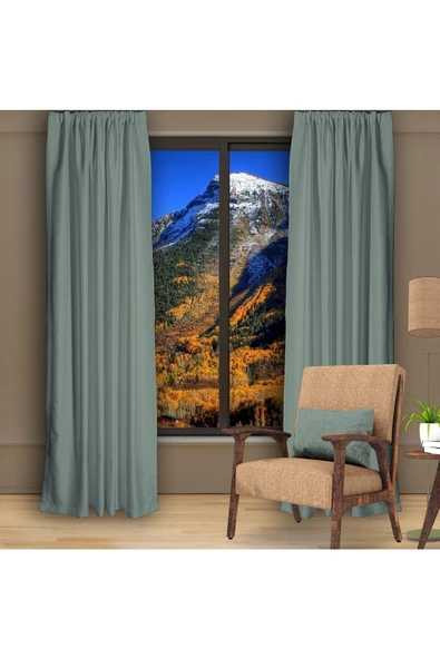 Mint Blackout Karartma Fon Perde Güneşlik Pilesiz Extraforlu Düz Dikim - Resim 2