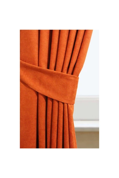 Kiremit Ada Fon Perde Pilesiz Extraforlu Düz Dikim Büzgü Pile - Resim 5