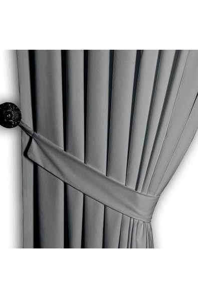 Gri Ada Fon Perde Pilesiz Extraforlu Düz Dikim Büzgü Pile - 3