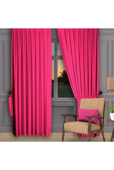 Fuşya Ada Fon Perde Pilesiz Extraforlu Düz Dikim Büzgü Pile ürün görseli