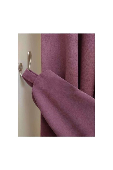 Koyu Lila Ada Fon Perde Pilesiz Extraforlu Düz Dikim Büzgü Pile - Resim 5