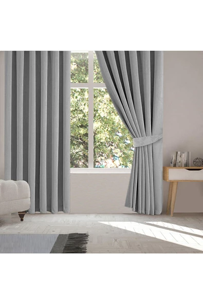 Açık Gri Blackout Karartma Fon Perde Güneşlik Pilesiz Extraforlu Düz Dikim ürün görseli