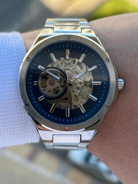 Ferro 2 Yıl Garantili Otomatik Mekanizma 3 Atm Su Geçirmez Çelik Kordon Erkek Kol Saati EFM.1443-L3 - Resim 4