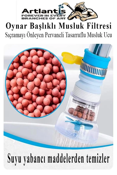 Oynar Başlıklı Musluk Filtresi 1 Adet Musluk Başlıgı Sıçramayı Önleyen Pervaneli Tasaruflu Batarya Ucu Mutfak Banyo - 4