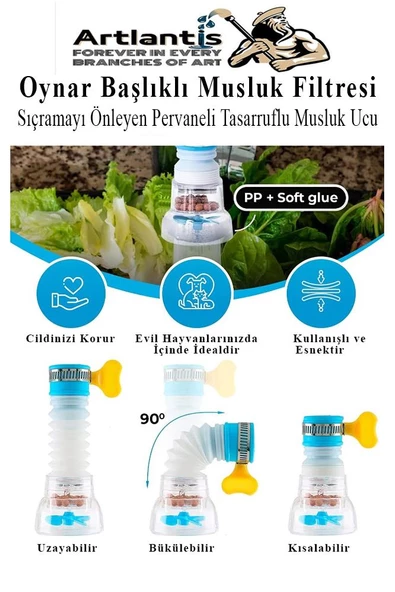 Oynar Başlıklı Musluk Filtresi 1 Adet Musluk Başlıgı Sıçramayı Önleyen Pervaneli Tasaruflu Batarya Ucu Mutfak Banyo - 2