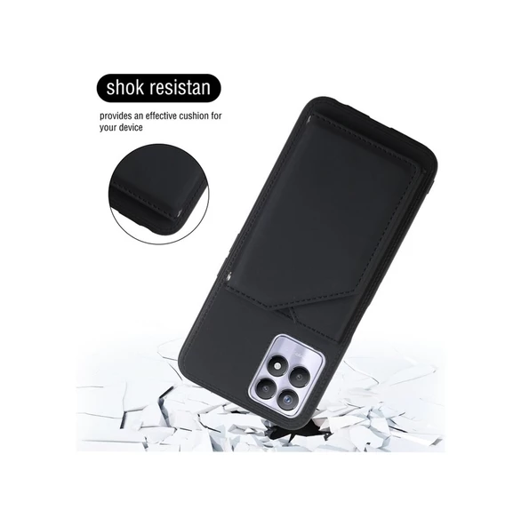 Cbtx Oppo Realme Uyumlu 8i İçin Cilt Pu + Tpu + Pc Geri Kapak Kart Yuvaları Ve Tutucu Ve Fotoğraf Çerçeveli Şok Geçirmez Telefon Kılıfı - 5
