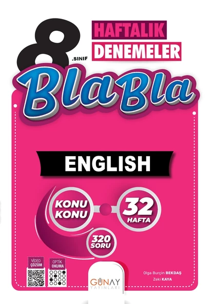 GÜNAY YAYINLARI 8.Sınıf 32 Haftalık Bla Bla İngilizce Denemeleri