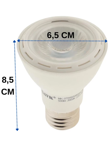 Şavk 7W 3000K (Sarı Işık) Par20 E27 Duylu Led Spot Ampul (2 Adet) - Resim 3