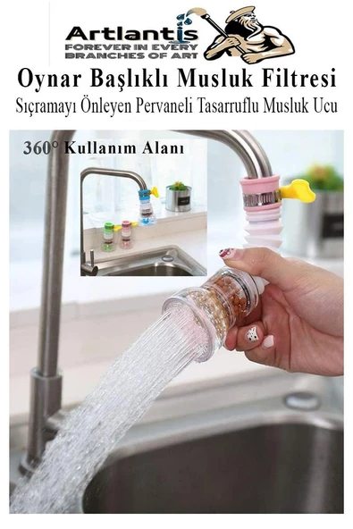 Oynar Başlıklı Musluk Filtresi 1 Adet Musluk Başlıgı Sıçramayı Önleyen Pervaneli Tasaruflu Batarya Ucu Mutfak Banyo - 5