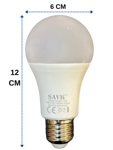 Şavk 12W 4000K (Günışığı) E27 Duylu Led Ampul (8 Adet) - Resim 3