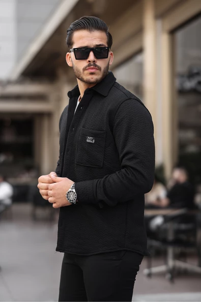 a02teks Slim Fit Düğmeli CEPLİ Hırka - Resim 3