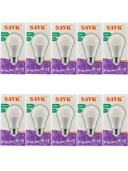 Şavk 12W 4000K (Günışığı) E27 Duylu Led Ampul (10 Adet) ürün görseli 1