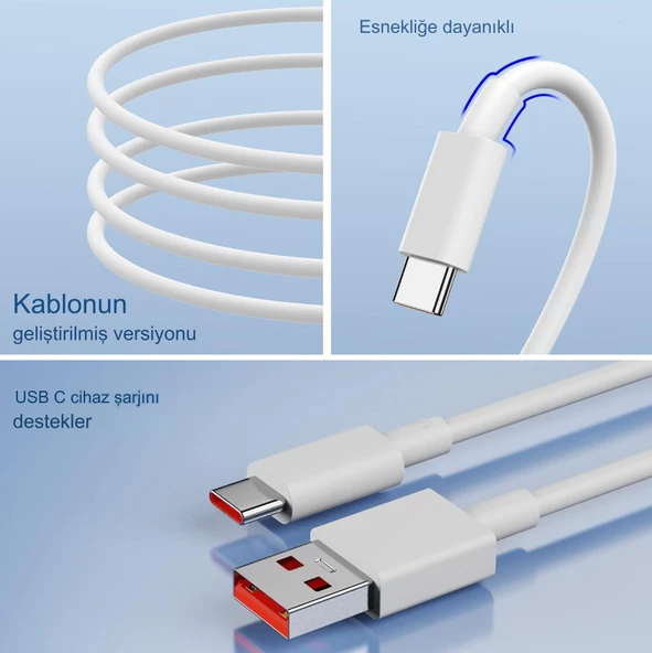 67W Turbo Telefon Şarj Cihazı Aleti Kablo/adaptör Seti TYPE-C Usb Xiaomi Redmi Uyumlu Duvar Tipi - 3