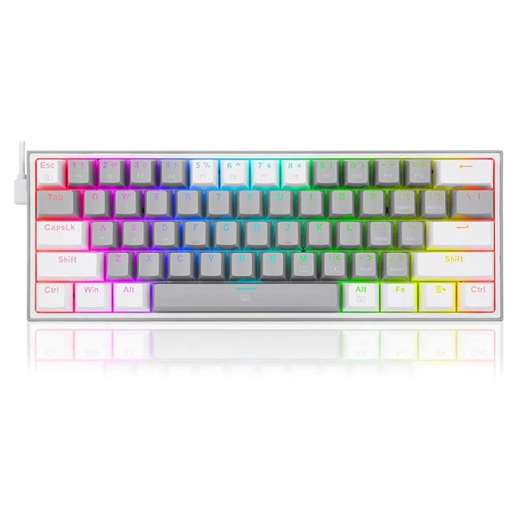 Redragon K617 fizz RGB %60 Kablolu Red Switch Gri/Beyaz Mekanik Gaming Klavye