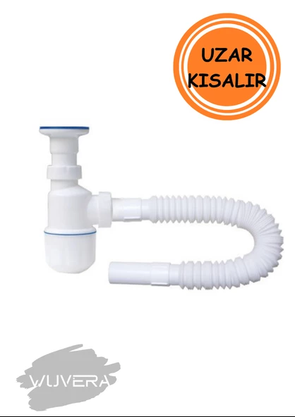 WUVERA Körüklü Tahliye Taslı Lavabo Evye Sifonu - Depolu Lavabo Evye Gider Borusu - 2