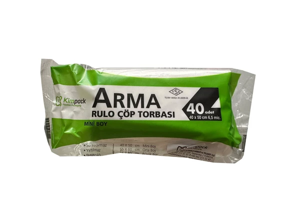 Arma Kimpack Beyaz Mini Boy 40 x 50 Cm. - 20 Litre Çöp Torbası Poşeti - 40 Adetlik 40 Rulo / Koli - 4
