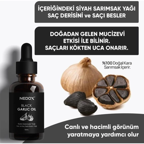 NEDOX Aşırı Yıpranmış Ve Dökülen Saçlara Özel Kara Sarımsak Yağı 50 Ml - Resim 3