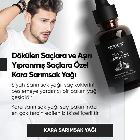 NEDOX Aşırı Yıpranmış Ve Dökülen Saçlara Özel Kara Sarımsak Yağı 50 Ml - Resim 2