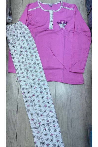 - Pembe yıldız desen penye pijama takımı- L beden - 3