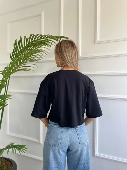 Kadın Basic Crop Tshirt - 3