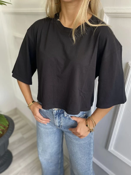 Kadın Basic Crop Tshirt
