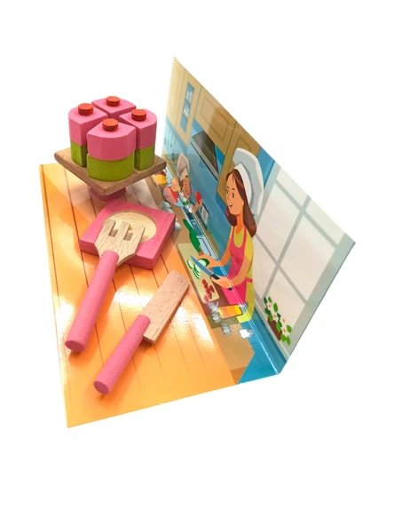 Minik Şeflerin Mutfağı: Ahşap Minyatür Oyuncak Kek Ocak Seti - 2