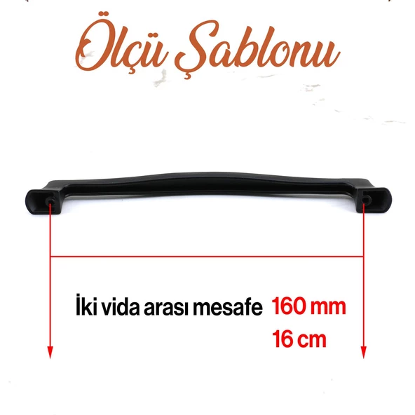 Venüs Siyah Metal Kulp 160 mm -16 cm Mobilya Çekmece Mutfak Dolabı Dolap Kulpları Kulbu Kulpu Siyah - 3