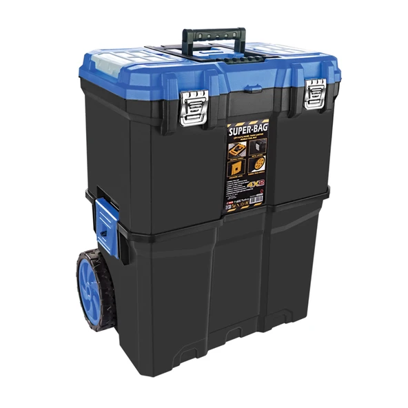 Büyük Tekerlekli Çift Katlı Teknisyen Alet Çantası Takım Çantası Çekçekli Alet Çanta - 3