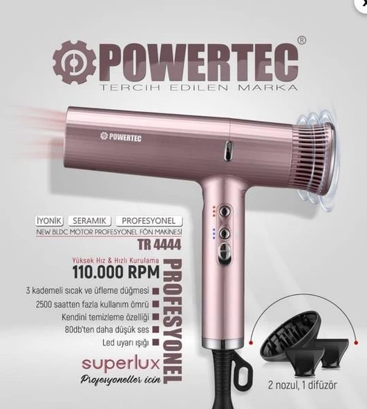 Powertec Tr 4444-C Süperlüx Profesyonel Fön Makinesi