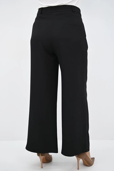 Kadın Pileli Yüksek Bel Bol Paça Pantolon 6299-25 - 5