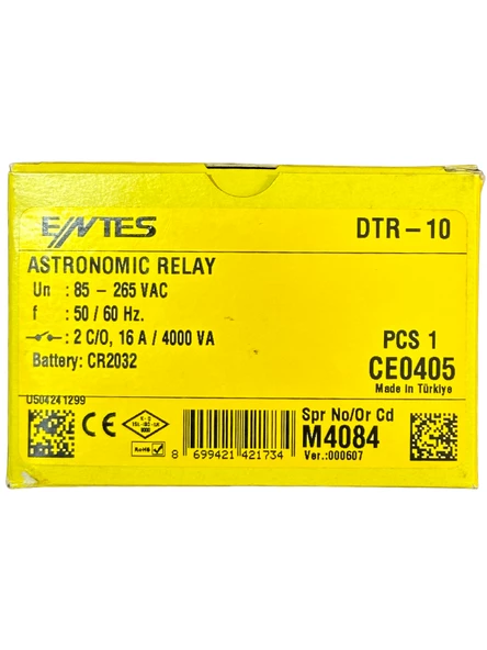 Entes DTR-10 16A Astronomik Zaman Rölesi (4 Adet) - 3