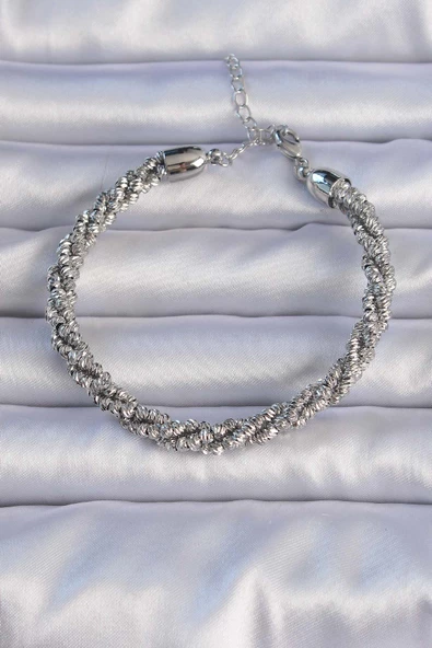 Pirinç Gümüş Renk Sarmal Model Bileklik - EBJ240912W27961 ürün görseli