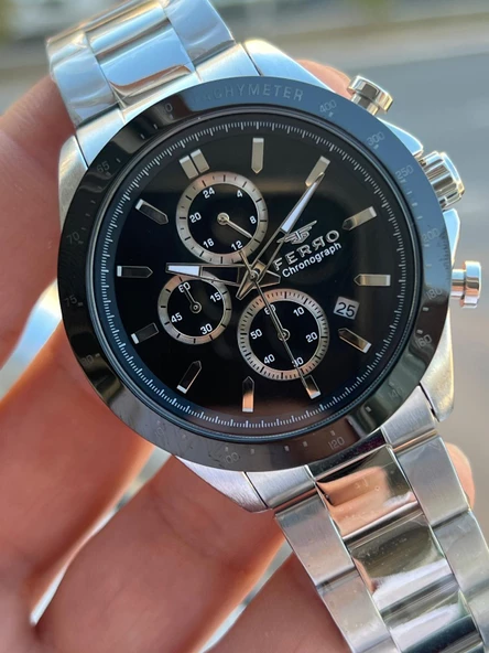 Ferro Çelik Kordon İç Fonksiyonları Aktif Chronograph 30 Mt Su Geçirmez Erkek Kol Saati EFM.31455.J2 - Resim 2