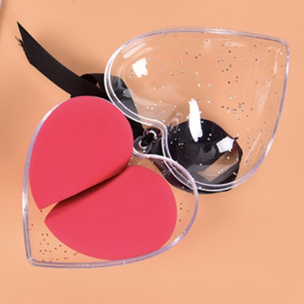 Suda Büyüyen Kalpli Makyaj Süngeri Kalpli Kutulu Kırmızı