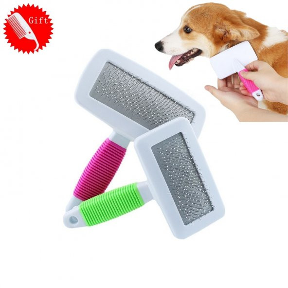 Kedi Köpek Evcil Hayvan Tüy Tarama Kaşıma Fırçası Telli Taraklı - 3